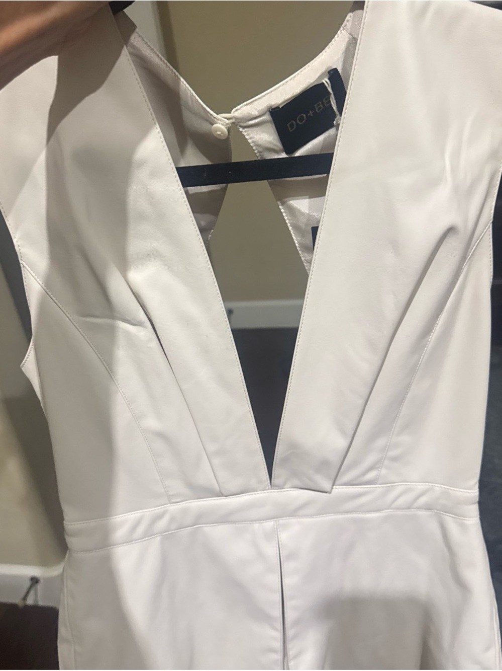 DO+BE Ivory Deep V-Front Backless FAUX leather romper new medium